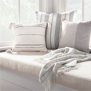 Hearth & Hand Verticle Stripe Oversized Throw Pillow Sour Cream/ Gray